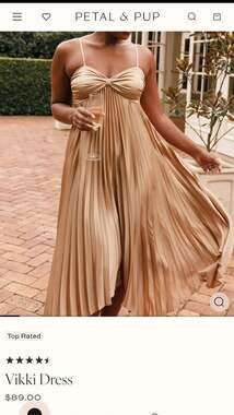 Petal & Pup Vikki Pleated Midi Dress Gold Size 16